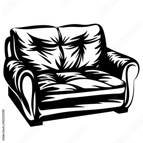 Elegant two seater sofa with bold black and white contrast design