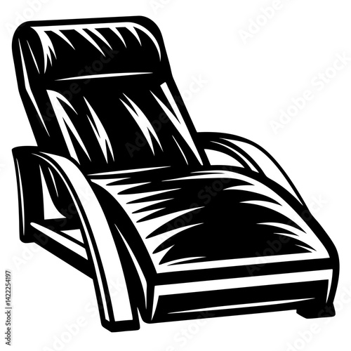 Stylized chaise lounge in black and white for relaxation and lounging