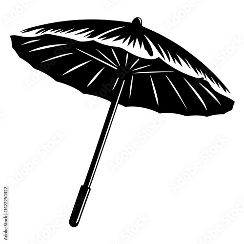 Monochrome illustration of a vintagestyle decorative paper parasol or umbrella