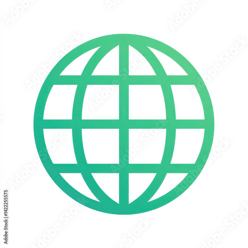Globe icon in a modern style with green gradient colors  