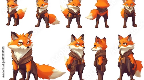 Fox character design sheet.