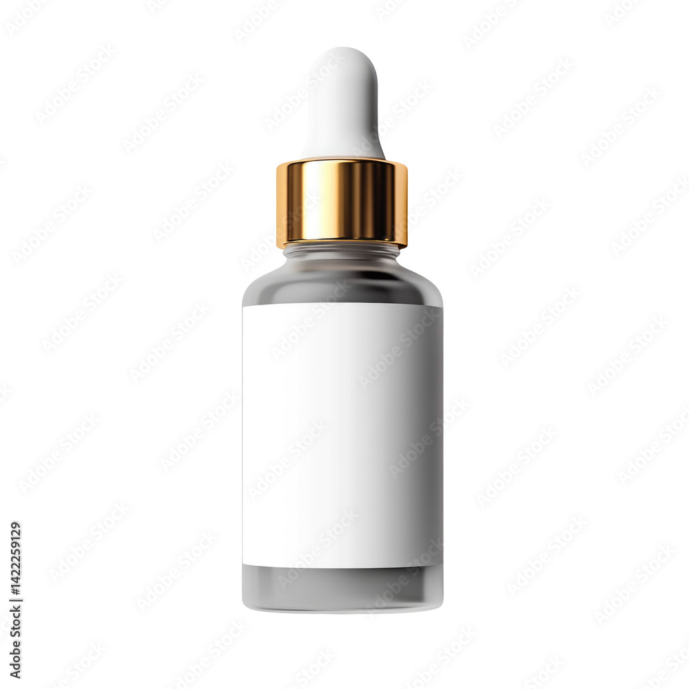 Flat Lay Of Blank Skincare Dropper Bottle Packaging on a transparent background Flat Lay Of Blank Skincare Dropper Bottle Packaging on a transparent background