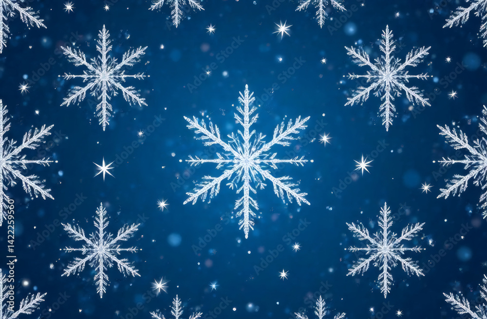 Seamless pattern white snowflakes on blue background, good for fabric, texture, background Seamless pattern white snowflakes on blue background, good for fabric, texture, background