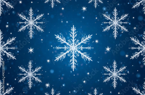 Seamless pattern white snowflakes on blue background, good for fabric, texture, background