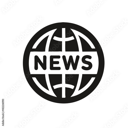 Simple news globe icon for media and news websites