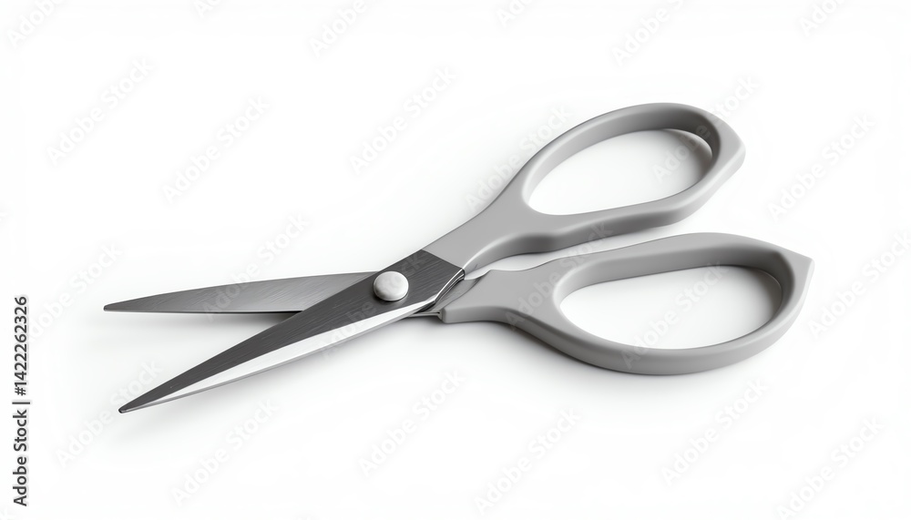 Stylish gray scissors on a white background. Stylish gray scissors on a white background.