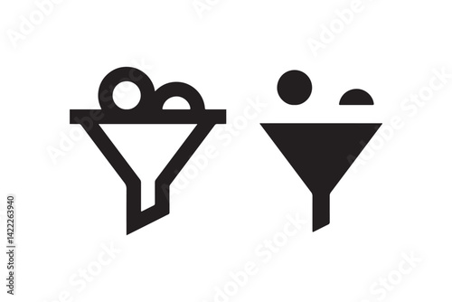 Data funnel icon with filter elements Vector