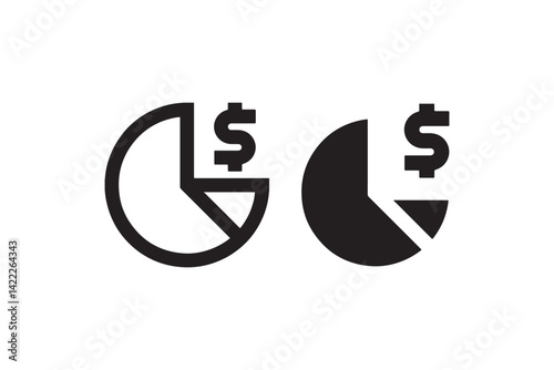 Free Download Pie chart with dollar symbol icon set Vector - GFXLoad