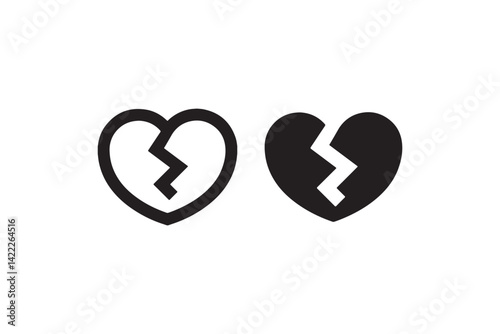 Broken heart icon for heartbreak and sadness Vector
