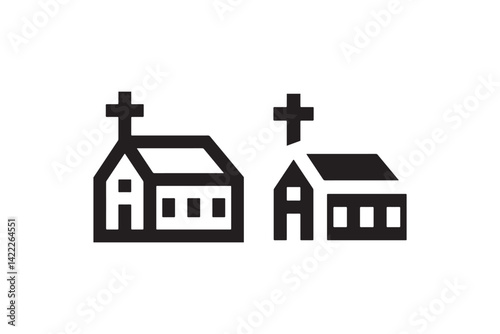 Church building icon for religion and worship Vector