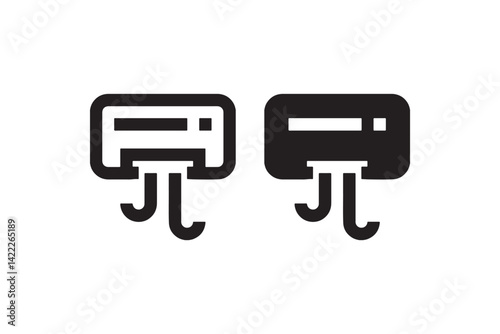 Air conditioning unit icon with airflow lines vector
