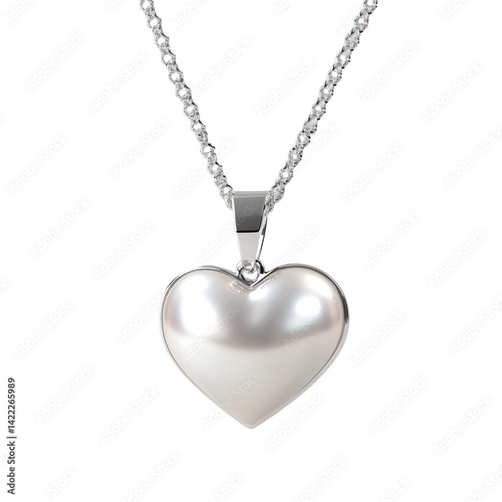 Heart Shaped Pearl Pendant Isolated On Flat Light 00 on a transparent background Heart Shaped Pearl Pendant Isolated On Flat Light 00 on a transparent background