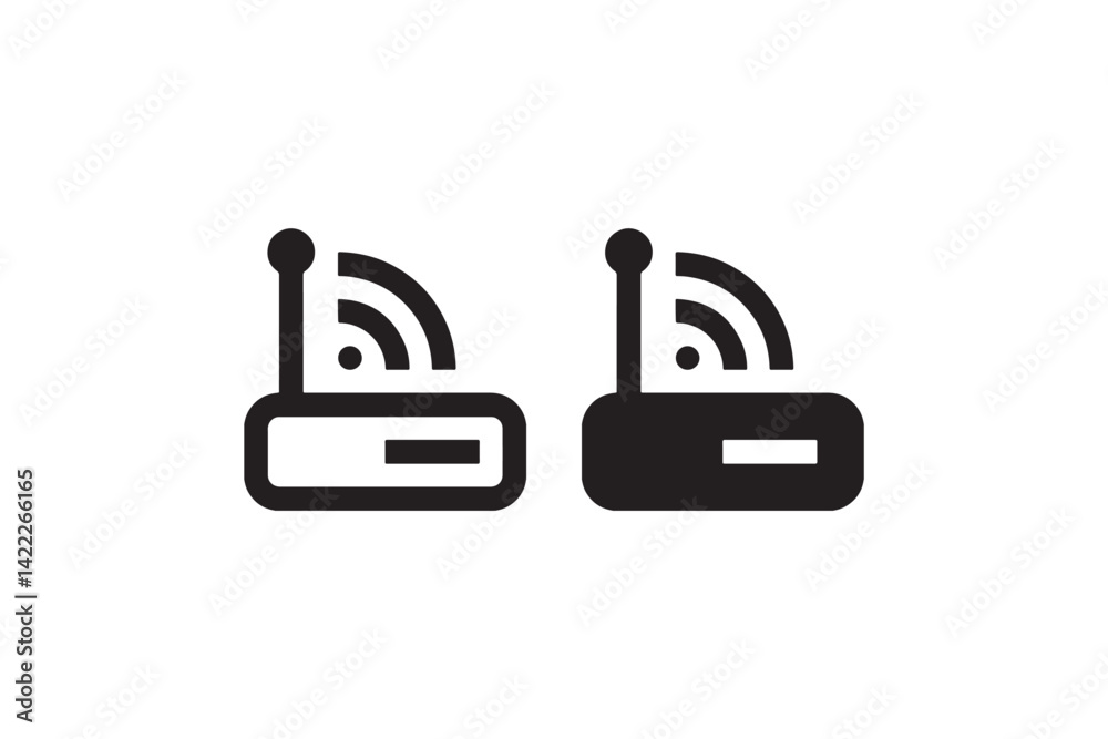 Wi-Fi router icon in outline and solid style Vector Wi-Fi router icon in outline and solid style Vector