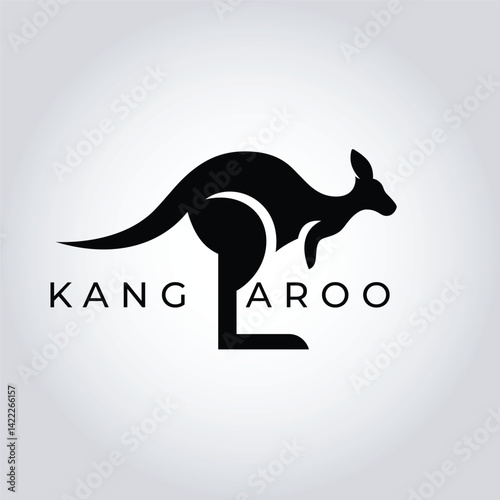 Kangaroo Vector Logo – Black Minimalist Emblem, Simple Line Art Design for Eco-Conscious Branding, Apparel, and Travel Businesses
