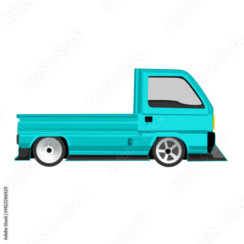 pickup car blue silhouette vector illustration