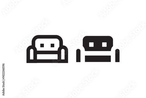Sofa icon in outline and filled style Vector