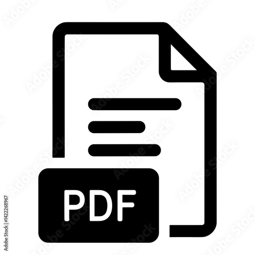 Minimal PDF document icon representing portable file type or export format - concept of document format file access download interface compatibility