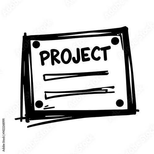 Hand-drawn project paper icon representing planning or organized task document - concept of project file system board planning productivity UI