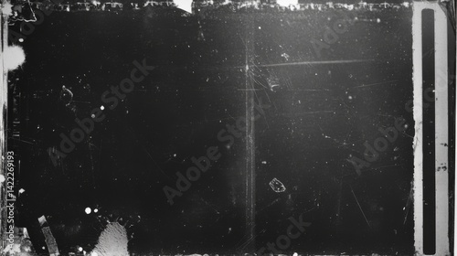 Grunge abstract dusty scanned old film texture overlay. Damaged grain screen gradient background. Orange glitch noise on black scratched texture with dust. Leak flare light picture.