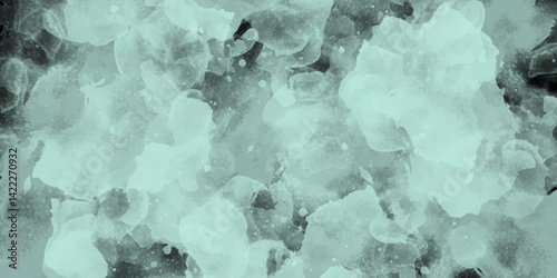 Dark mint green abstract watercolor background with smoky ink textures, cloudy brush strokes, splatter effects, moody and modern aesthetic, high-resolution seamless pattern digital art and wallpapers