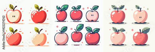 vector collection of fresh and delicious apple fruit