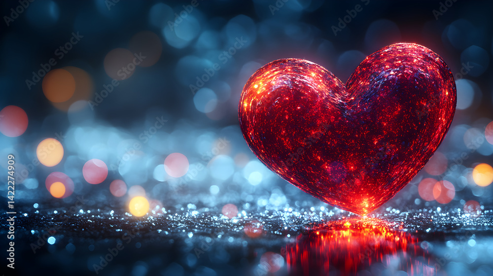 National Doctors Day celebration with red heart icon and soft blue abstract background