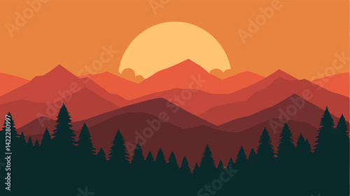 sunset view over summer bay landscape background