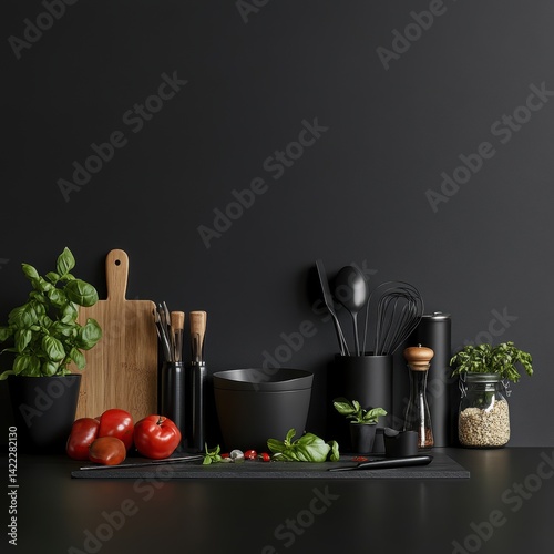 Stylish kitchen tools and fresh ingredients.