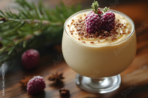 Obraz na płótnie Rich zabaglione with soft texture and aromatic flavors in traditional glass cup w salonie