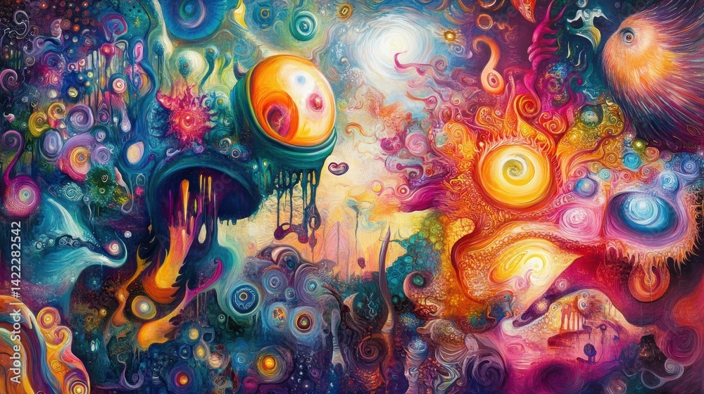 Obraz premium Vibrant abstract art with swirling colors.