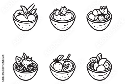 Acai Bowl Line Art Drawing