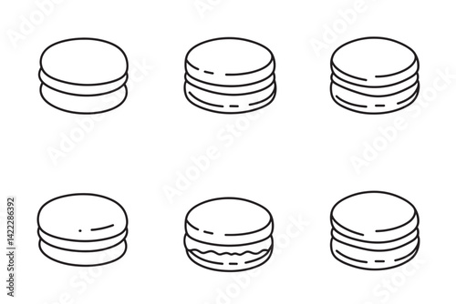 Alfajor line art icon set