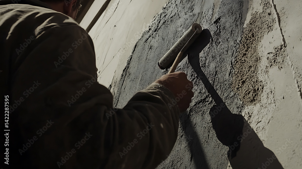 Fototapeta premium Worker Applying Plaster to a Wall