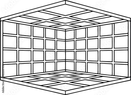 Outline Box Corner Structure with Square Pattern on Transparent Background Design