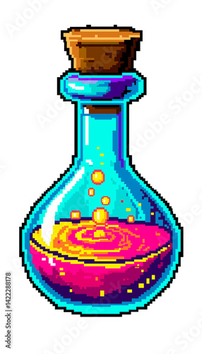 a flask with a magical fiery liquid