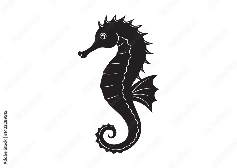 Fototapeta premium Seahorse silhouette vector