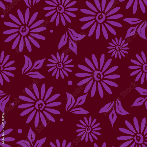 Vintage seamless floral pattern. Liberty style background of small mauve and lilac flowers. Small flowers scattered over a white background. Stock for printing on surfaces