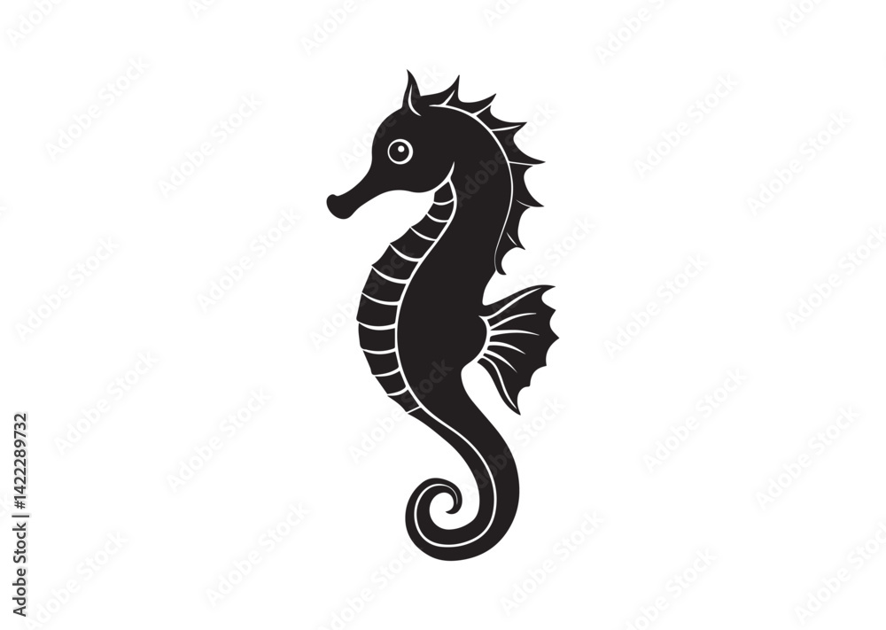 Fototapeta premium Seahorse silhouette vector