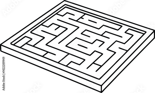 Maze Puzzle Isolated On White Background, Optical Illusion, Brain Teaser, Square