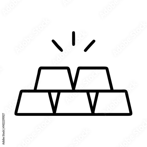 Gold bars stacked with shine effect, icon, vector 