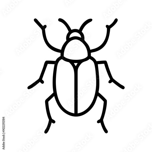 May Beetle Illustration in Black and White, icon, vector  