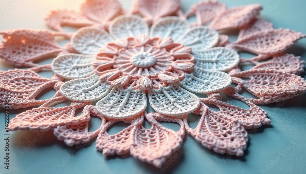 Obraz premium Intricate floral lace doily, delicate texture, lovely, refined, handmade