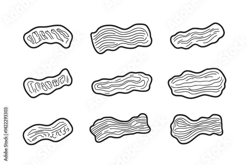 Bacon Ultra Minimalist 2D Line Art Illustration