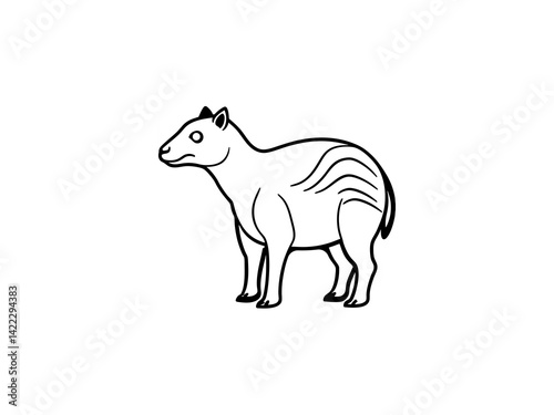 Obraz na płótnie A black and white line drawing of a young Extinct Animals . w salonie