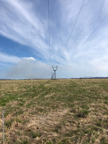 electric poles in the field