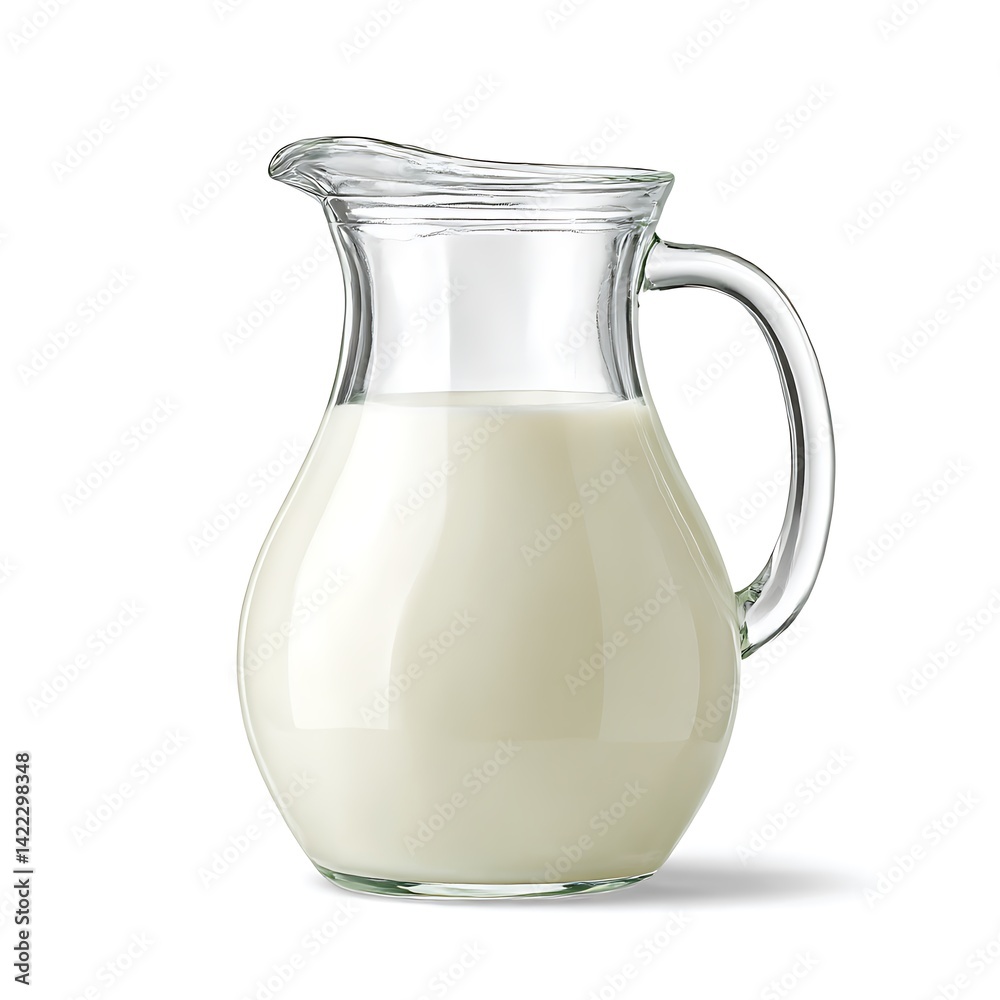Glass pitcher filled with fresh milk isolated on white background Glass pitcher filled with fresh milk isolated on white background