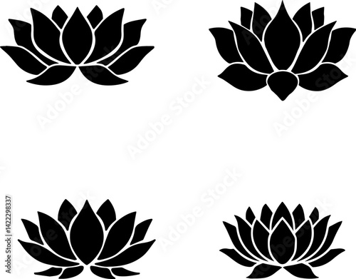 A Set of lotus silhouette vector illustration