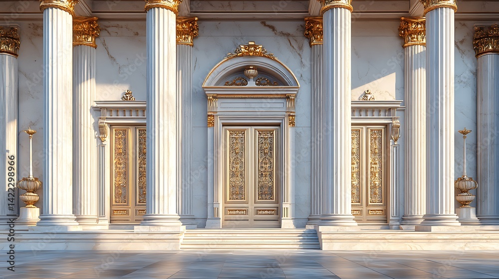 Fototapeta premium Sophisticated villa exterior in golden hour warm light high resolution picture