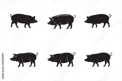 A bold black pig silhouette.