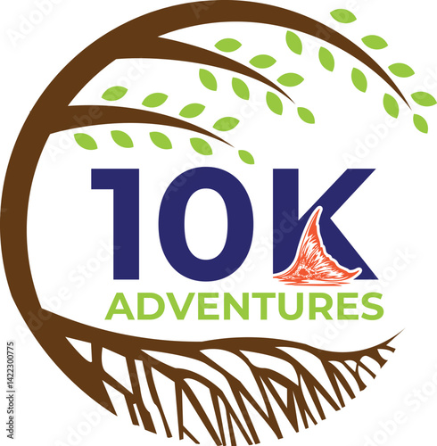 10K Adventures Logo Design with Tree Roots and Branches